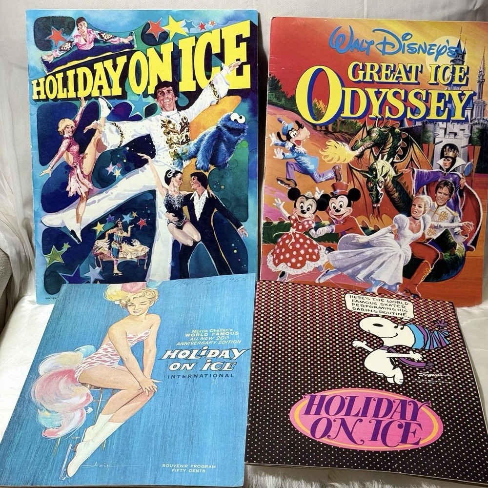 Vintage Holiday On Ice & Walt Disney Great Ice Odyssey Souvenir Program Lot Of 4